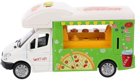 Veemoon Dascast Food Truck - Eiscreme & Pizza Food Truck Mit Story Und Musik - Aus Robustem Metall Für Ideal Für Kreative Rollenspiele Und Endlosen Spaß