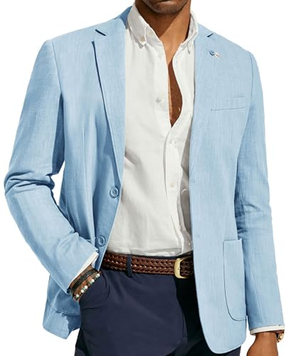 PJ PAUL JONES Chaqueta de vestir para hombre, de lino, moderna, informal, deportiva, corte regular, 2 botones, para negocios