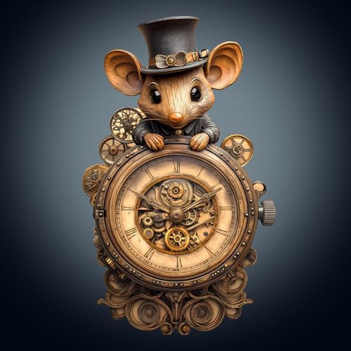 Wooden Puzzles for Adults, 155pcs Mechanical Mouse Wood Puzzle, Unique Animal Shape Puzzles with Wood Box, 34 * 20.7cm Wooden Puzzle for Family Game and Birthday Gifts for Friend