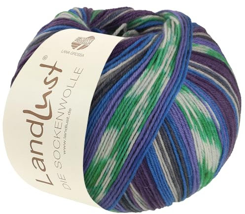 LANA GROSSA Landlust die Sockenwolle | Garn aus Merinowolle in verschiedenen Farben | Handstrickgarn aus 80% Schurwolle (Merino) & 20% Polyamid | 100g Wolle zum Stricken & Häkeln | 420m Garn