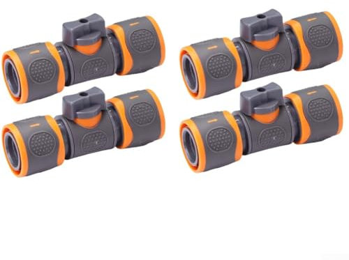 4 Stück Schlauchverbinder mit Absperrventilkupplung mit Regulierventil, Schlauchverbinder mit benutzerfreundlicher Absperr- und Regulierventile