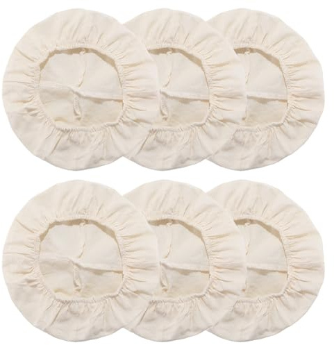 CREATCABIN 6 Stück Gärkörbchen Einlage Brotkorb Einlage 25cm Rund Backteigkorb Abdeckung Natürliches Rattan Gärtuch Für Bannetons Für Sauerteigbäckereien Backzubehör Für Zuhause