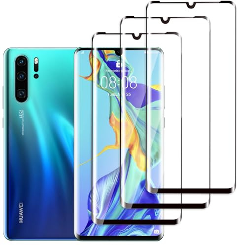 Jinshiweikai Pack of 3,Panzer Schutz Glas für HUAWEI P30 pro, Free from Scratches,3D-Vollabdeckung, 9H Härte, Kratzfest, Ultradünn， HD Screen Protector