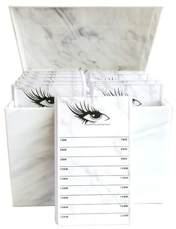 10 Layers Acrylic Eyelash Storage Box,Eyelash Holder Extension Tool,Makeup Organizer False Eyelashes Glue Pallet Holder, Grafting Eye lashes Close-Packed Display with 10 Pallets (Marble White)