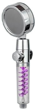 duschkopf Duschkopf Hochdruck-Doppel-Turbo-Duschkopf Handbrause mit Turbolüfter und Propellerdusche Ein-Tasten-Stopp-Massageduschkopf(Upgrade-Purple)