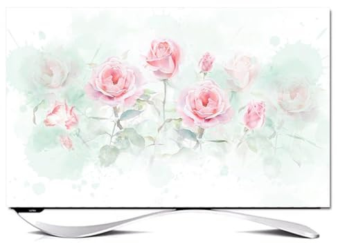 HSTANGKY Weiche TV Schutzhülle Aus Stoff Elastische Passform Schutzhülle Für Den Innenbereich Staubschutz Zur Wandmontage Für LED/LCD Flachbildfernseher Und PC Monitore-flower1||55inch