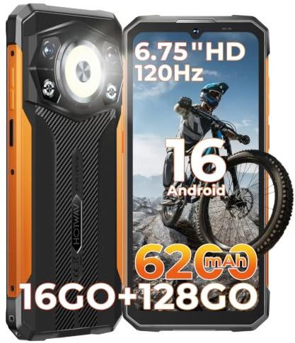 HOTWAV Cyber 17 Rugged Smartphone Android 16 Telefono Indistruttibile | 16GB+128GB/2TB TF/Octa-core Cellulare Robusto, 6200mAh 6.75 HD+ 48MP+16MP, Gemini AI, NFC/Face ID/OTG/GPS/Dual SIM 4G