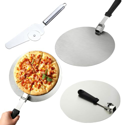 Pala per Pizza e Pala per Pizza Corta 2 Pezzi 30 cm Acciaio Inox: Set 2-in-1 con Tagliapizza, Manico Pieghevole Antiscivolo per Forno e Grill, accessori pizza