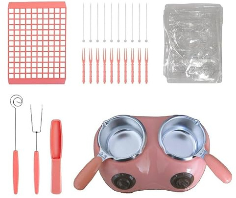 Luwecf Pentola Elettrica per Sciogliere Cioccolato, Apparecchio Termostatico per Fusione Cioccolato, 25W, Rosa, Spina Europea