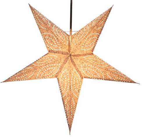 GURU SHOP Faltbarer Advents Leucht Papierstern, Weihnachtsstern 60 cm - Demian Natur, Papiersterne 60 cm