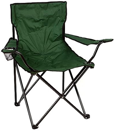 1x Green Folding Canvas Camping Armchair - Adults Lightweight Folding Portable Outdoor Garden Beach Picnic Fishing Festival Camp Chairs - By Redwood