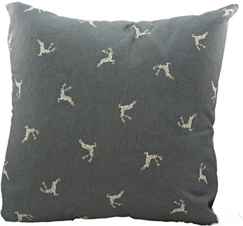 AS4HOME Kissen - Dekokissen mit Füllung Hirsch - grau ca 45x45 cm Weihnachten