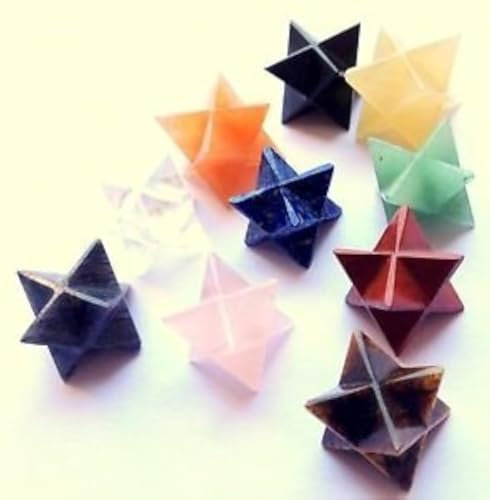 Set aus sieben Edelsteinen, Merkaba-Sternen, Kristall, Heilung, Reiki, Feng Shui, Geschenk, positive Energie, Meditation, Chakra-Balancer, Kunsthandwerk, Wellness