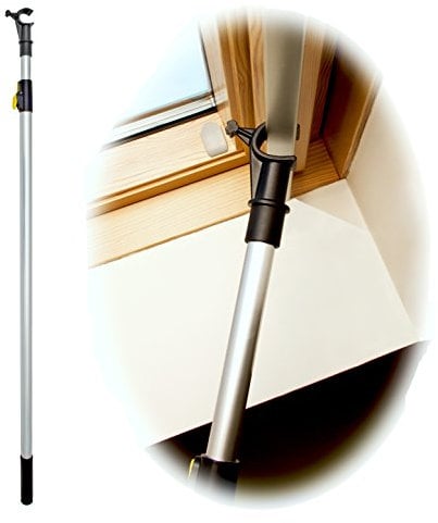 WinHux® Palo con una Varilla telescópica de Control para Abrir Las Ventanas de tejado VELUX y accionar la Cortina VELUX®. 1,2 a 2.0m Plateado