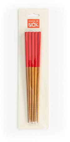 School of Wok - 5 Pairs of Reusable Natural Bamboo Chopsticks, Lightweight, Gift Set, Chinese Tableware