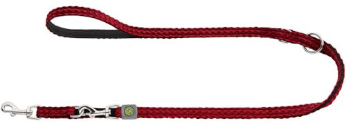 HUNTER Verstellbare Hundeführleine HILO, Farbe: rot, leichtes 3D-Mesh-Material, griffiges Nylon, dreifach verstellbar, schnelltrocknend, witterungsbeständig, Größe: 15/200