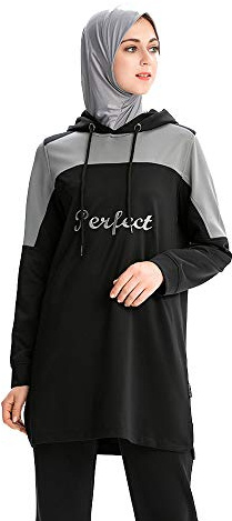 Mr Lin123 Muslimischer Frauen Trainingsanzug setzt islamischen Sweatsuit (M, Schwarz)