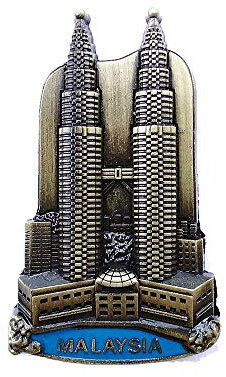 3D-Kühlschrankmagnet, Motiv: Petronas mit zwei Türmen, Kuala Lumpur, Malaysia, Metall, Heim- und Küchendekoration, magnetischer Aufkleber, Malaysia, Kühlschrankmagnet, Reise-Souvenir, Geschenk