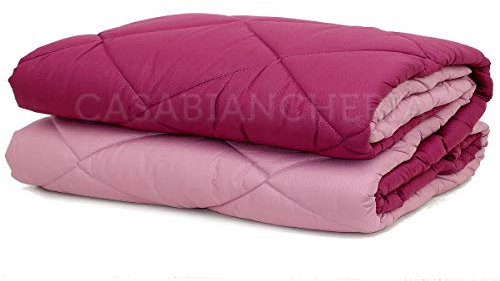 BIANCALUNA Copriletto Trapuntato Double Face Indicolor-Fucsia-Matrimoniale
