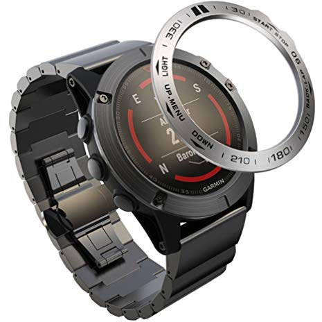 UKCOCO Lünettenring Kompatibel für 5X - Metalluhr Lünettenring Smartwatch Schutzring mit Ziffernskala Anti-Kratzer Metall Uhrengehäuse Rahmenzubehör (Silber)