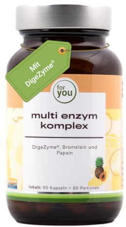 for you Multi Enzym Komplex – 60 Kapseln mit DigeZyme® Multienzymen, Alpha-Amylase, Protease, Cellulase, Lactase & Lipase plus Bromelain & Papain