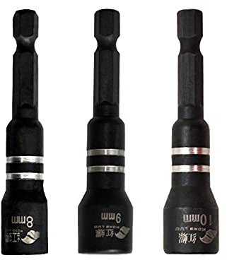 6-14mm Hex Shank Magnetic Nut Setter Driver, Drill Bit Set Powerful Socket Combination Quick Change Metric Nut Driver Set Electric Drill Tool Accessories Auto Repair (8/9/10mm)