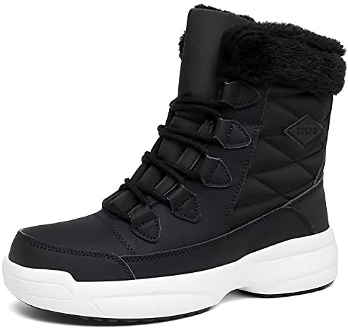 ZYLDK Damen Winterstiefel Winterschuhe Warm Gefüttert Winter Boots Schneestiefel rutschfeste Wanderschuhe,Schwarz,EU40