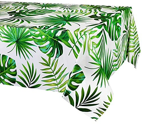 Hawaii Palmenblätter Tischdecken für Hawaii Party Dekoration, 3PCS Hawaii Luau Einweg-Tischdecken (Rechteckig) Aloha Tropische Tischdecken für Safari Dschungel Baby Dusche Geburtstag Party