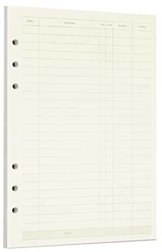 Zelten Loose Leaf Punched Paper Refills Paper for 6 Hole Binder Personal Organizer Diary Notebook Refillable Planner (Finance,A5/6 Hole)