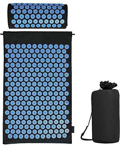 Juego de acupresión con cojín para una relajación y masaje, para aliviar el dolor de espalda, dolores de cabeza y cuello, estimula los puntos de energía en el cuerpo y estimula los puntos de energía