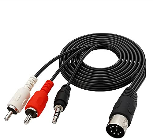 Seadream Câble audio 8 broches DIN mâle vers 2 RCA mâles et 3 ports 3,5 mm mâle