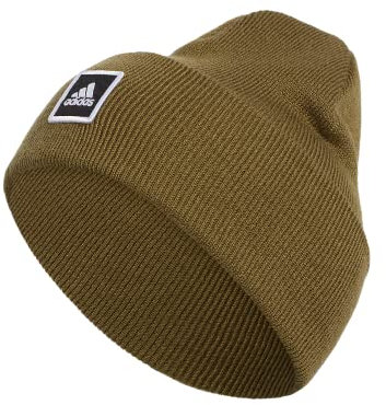 adidas Unisex-Erwachsene Beanie-Mütze mit breiten Manschetten, Focus Olivgrün/Schwarz/Weiß, Einheitsgr��e