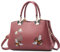 VARLIVOO Elegant Damen Handtaschen Stickerei Schultertaschen Frauen Umhängetasche Taschen Reisen Shopper Taschen Damen Taschen Crossbody Bag Arbeit Reisen PU Leder Rosa B