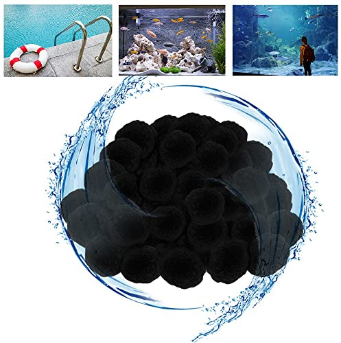 LZQ Filterbälle 2100g Filterballs für Sandfilteranlagen, Filterkugeln Filtermaterial kann 75 kg Filtersand Ersetzen für Pool Sandfilter, Sandfilteranlage, Schwimmbad, Filterpumpe, Schwarz