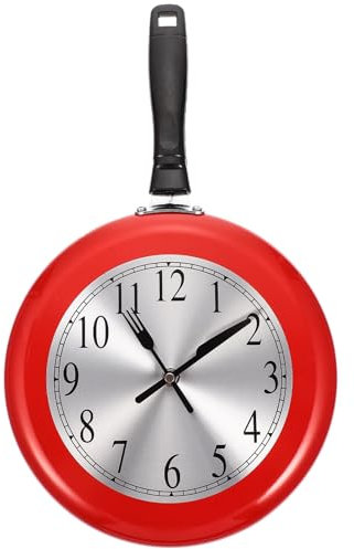 Gatuida 1set Frying Pan Wall Clock Unique Decorative Home Clock Silent Non-ticking Design for Kitchen and Living Room Decor Lightweight and Easy to Use Sturdy Materials for Accurate