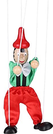 XGOPTS Marionette Holz Clown Puppe Eltern-Kind Steuerbar Robust Puppet für Kinder Hängend Deko Lustig Clownpuppe Pull String Halloweendeko Weihnachten Halloween Geburtstag Kindergeschenke