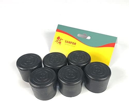 Sanfor Lot de 6 Embouts en Caoutchouc - Protection Pieds et Tubes de 30 mm - Bâtons de Soutien - Embouts cylindriques antidérapants et adhérents - Couleur Noire