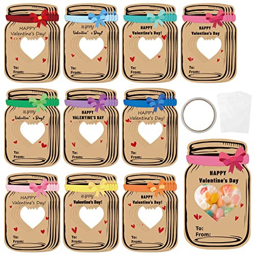 Adval9Vram 40 Stück Valentinstag Karte für Kinder Bogenform Kartenmaterial Herz Karte Valentinstag Austauschkarte DIY Geschenkkarte Liebe Grußkarte für Geburtstag Hochzeit Freundschaft Jahrestag
