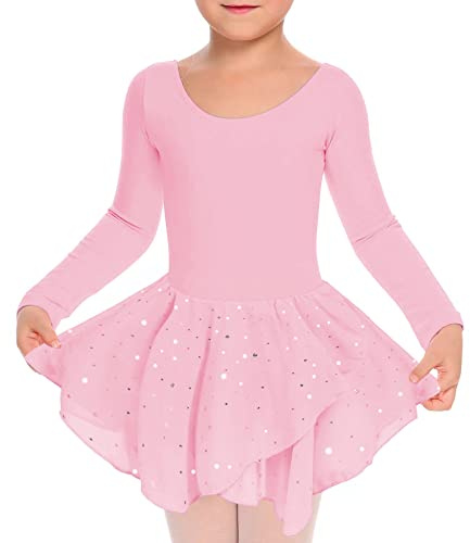 TUONROAD Children Ballet Tutu Leotard Baby Girls Long Sleeve Corss Straps Gymnastics Leotard Dance Skirts Costumes Dress Up Outfit Purple 3-4 Years,110