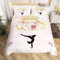 Homewish Gymnastics Bedding Sets Double Graceful Dancer Girl Comforter Cover, Floral Flower Bed Set Gold Princess Crown Duvet Cover, Chic Roses Quilt Cover for Women Bedroom Decor Soft