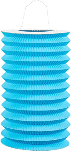 Carpeta Zuglaternen aus Papier als Deko für Geburtstag, Party und Gartenparty | Ø16cm, Höhe 20cm, mit Metallbügel | Papierlaterne Laterne Lampion Partydeko, Farbe: Hellblau