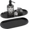 EXELCO 2 Nero Vassoio Decorativo Acciaio Inox 30cm Ovale Vassoio Bagno Metallo Vassoio per Candele Vassoio da Portata Cestino portaoggetti, Vassoio per Caffe Gioielli Piatti a Buffet Cosmetici Dessert
