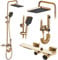Rea Duschsystem HELIX Gold Duschset Duscharmatur mit Duschkopf und Kopfbrause aus Messing Duschgarnitur für Badezimmer (Gold)