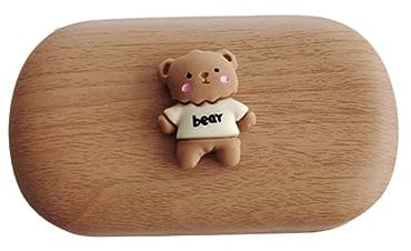 OATTIS Wood Grain High-end Contact Lens Box, Beautiful Pupil Storage Box, Portable Care Companion, High-end,Color1