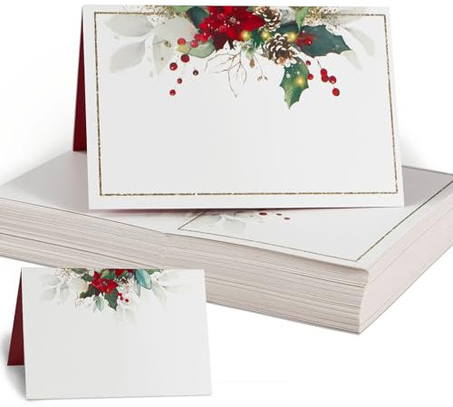 BHGT 50pcs Tischkarten Weihnachten Namensschild Platzkarte Papier Weihnachtsstern Weihnachtsdeko Tischdeko DIY Weihnachten Dekoration Geschenk Party