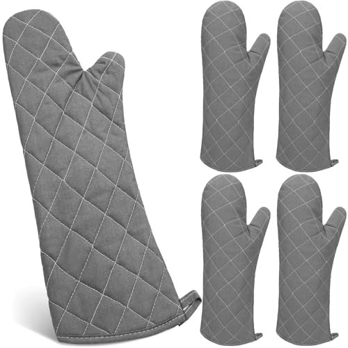 Breathffy Ofenhandschuhe, 43,2 cm, extra lang, hitzebeständiges Baumwollfutter, dicke Ofenhandschuhe, Küche, Lebensmittelservice, Fäustlinge für Topflappen, Kochen, Backen, Grillen, bis zu 200 °C,