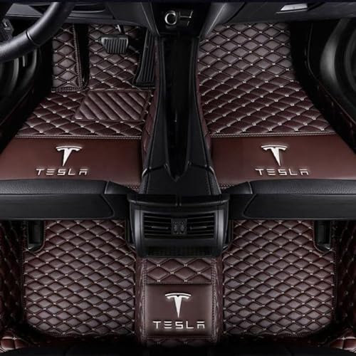 NOLLAM Auto Fußmatten für Tesla ModelX 6-Seats 2016-2023,PU-Leder Nach Maß Auto FußMatten Autoteppich volle Abdeckung Auto Anti-Rutsch matten Einfach zu reinigen,B