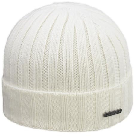 MELEGARI Mütze Beanie Trento | 100% Kaschmir | Made in Italy | Unisex, Weiß, One size