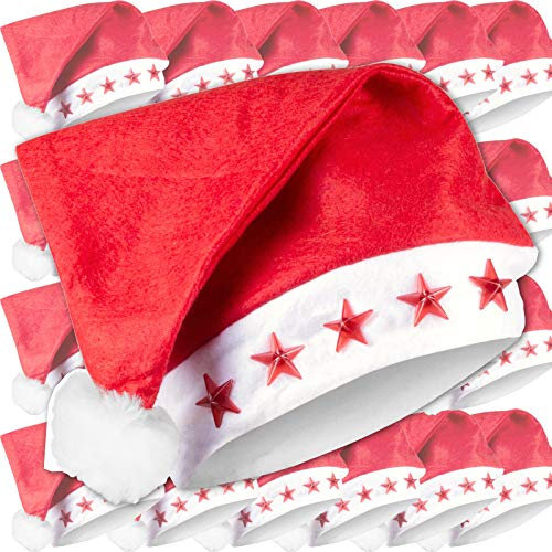 NYVI Weihnachtsmütze mit LED Lichtern 10er Pack - Nikolausmütze mit Licht - Weihnachtsmützen für Damen und Herren - Unisize