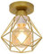 DELIPOP Retro Deckenlampe16CM, Vintage Deckenleuchte im Industrial Design, Lampenschirm E27 Lampe aus Eisen Käfig, Pendelleuchte Gold für Flur Studie Küche Büro Schlafzimmer